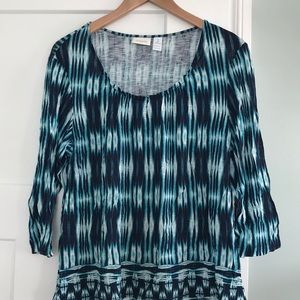 Chico’s multi-colored 3/4 sleeve tee
